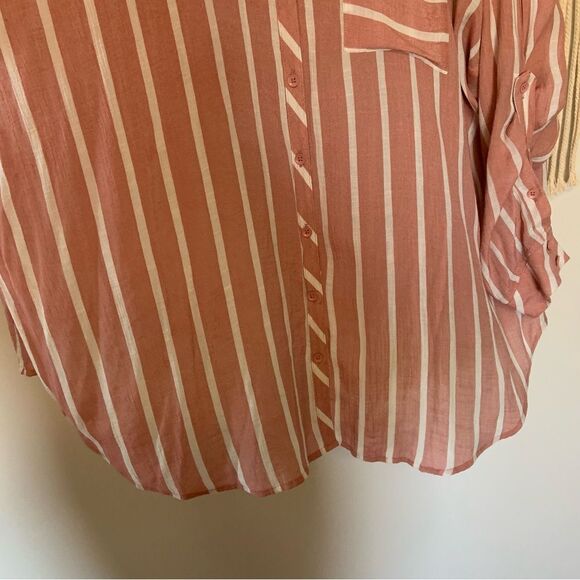 TORRID Lindsay Drop Shoulder Button Down Top Dusty Pink Size 3 3X 22 24 - Picture 7 of 12